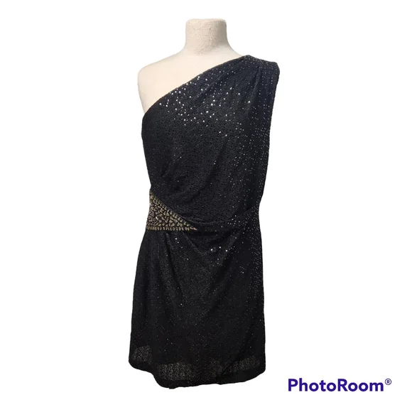 Jackie Jon | Dresses | Jackie Jon New York Formal Sequin One Shoulder  Bejeweled Dress Black Size 6 Nwt | Poshmark